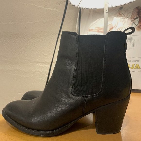 Monk & Lou by Plenty Black Leather Ankle Boots - Picture 1 of 3